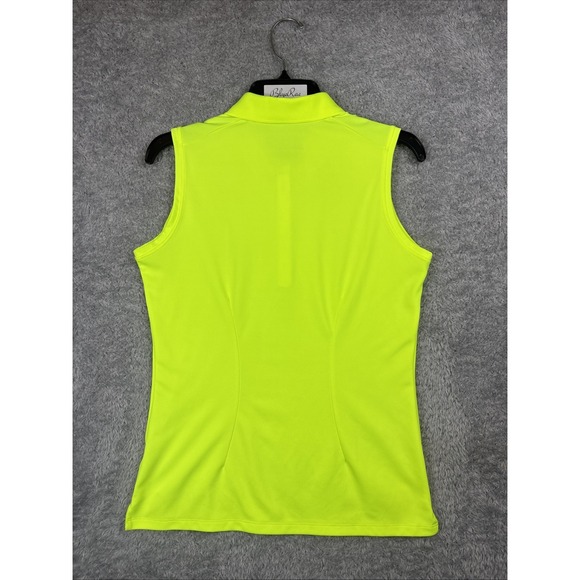 Nike Golf Dri-Fit Sleeveless Polo Shirt Woman's Florescent Neon Yellow Medium - Picture 5 of 6